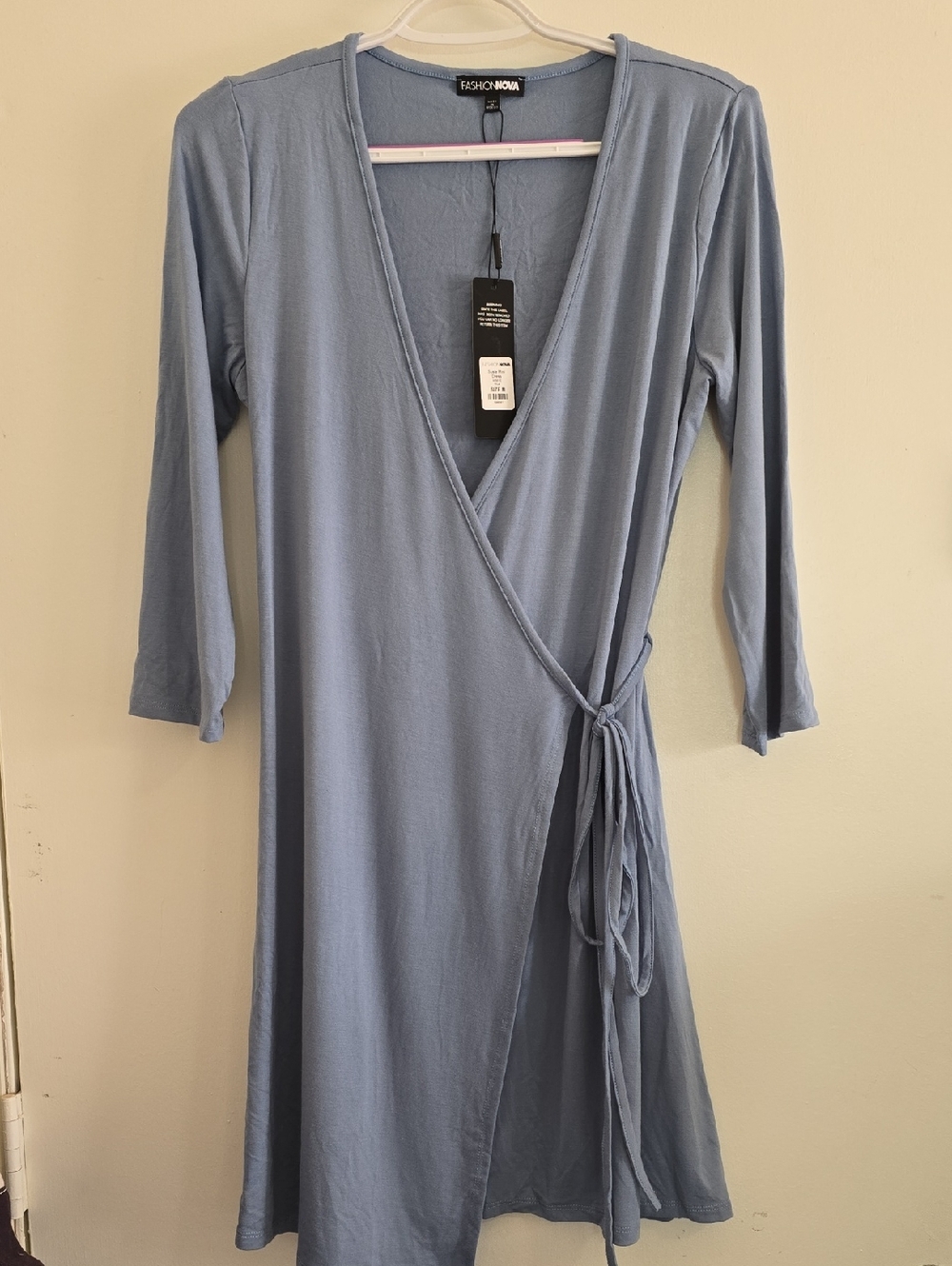 Fashion Nova Dusty Blue Wrap Midi Dress